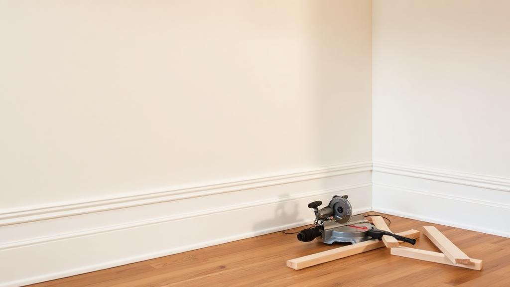Editorial photograph illustrating baseboard and trim installation