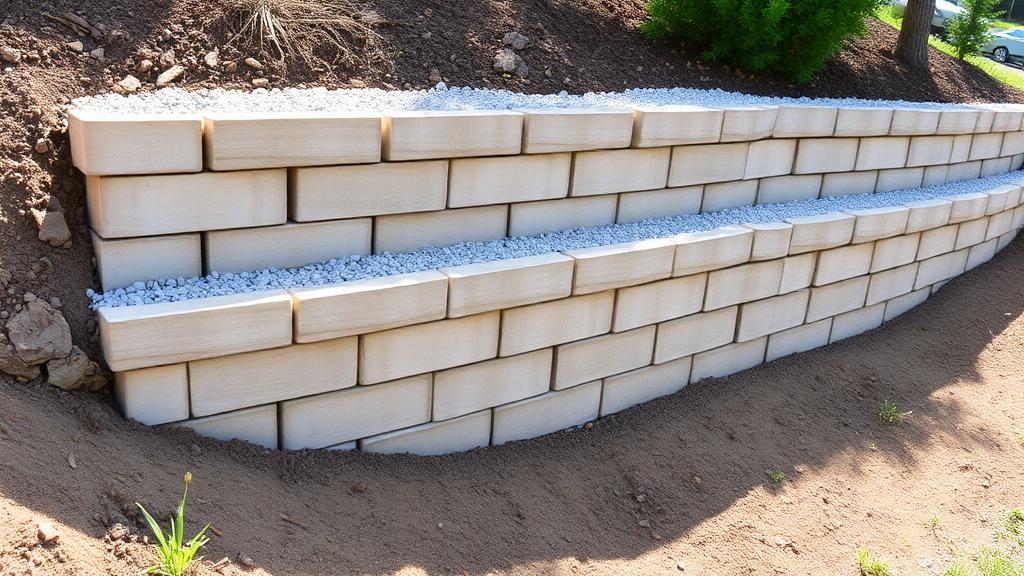 Editorial photograph illustrating building a retaining wall
