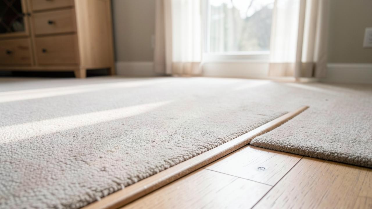 Editorial photograph illustrating carpet vs hard flooring by room