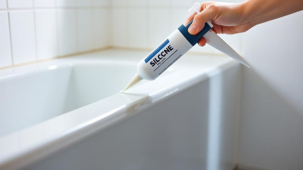 Editorial photograph illustrating caulking a bathroom properly