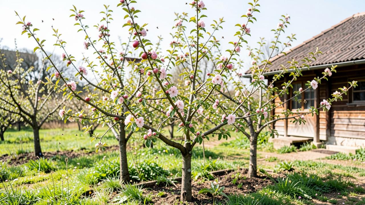 Editorial photograph illustrating choosing fruit trees and pollination partners