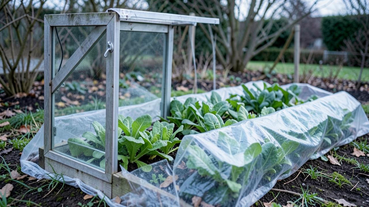 Editorial photograph illustrating cold frames and row covers for season extension