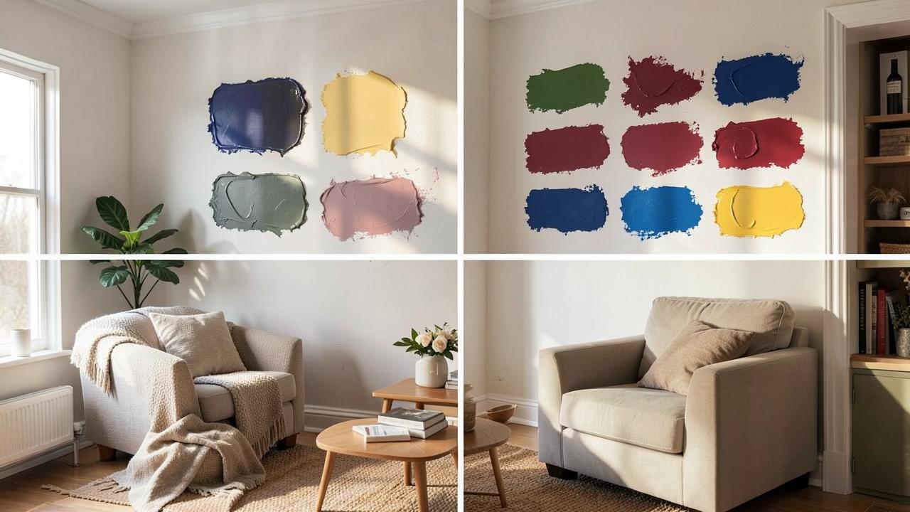 Editorial photograph illustrating color testing paint with lighting