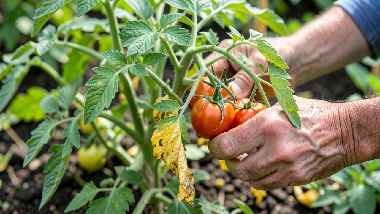 Editorial photograph illustrating diagnosing tomato problems