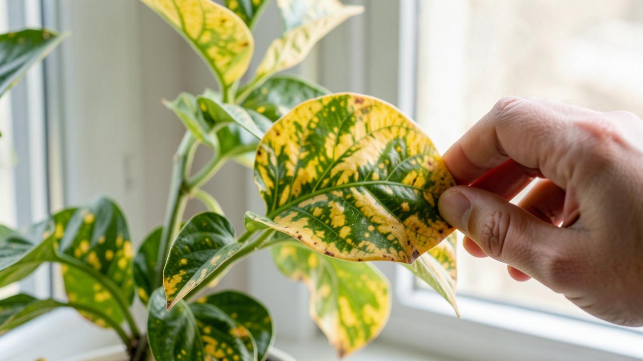 Editorial photograph illustrating diagnosing yellow leaves on houseplants