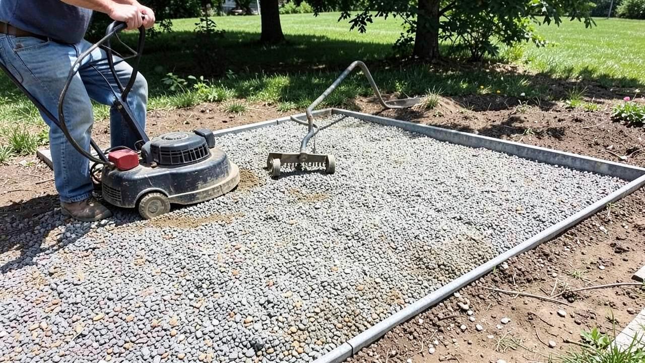 Editorial photograph illustrating driveway and patio base prep