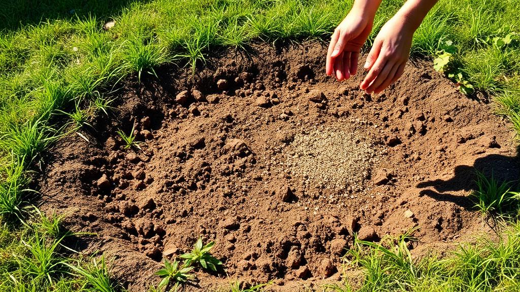 Editorial photograph illustrating fixing bare patches in a lawn