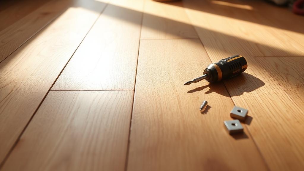 Editorial photograph illustrating fixing squeaky floors