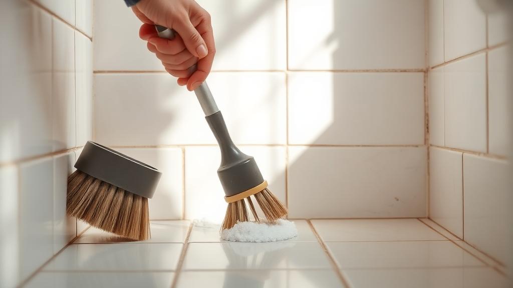 Editorial photograph illustrating grout cleaning and resealing