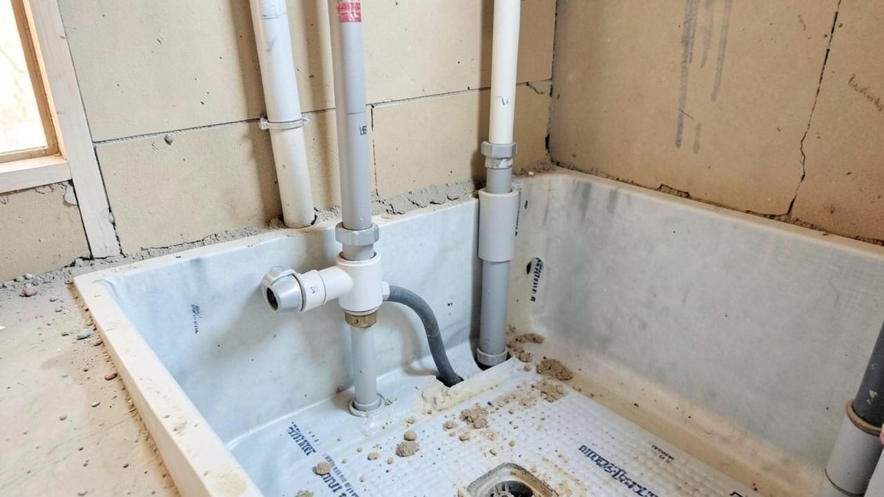 Editorial photograph illustrating how a shower valve and pan actually work