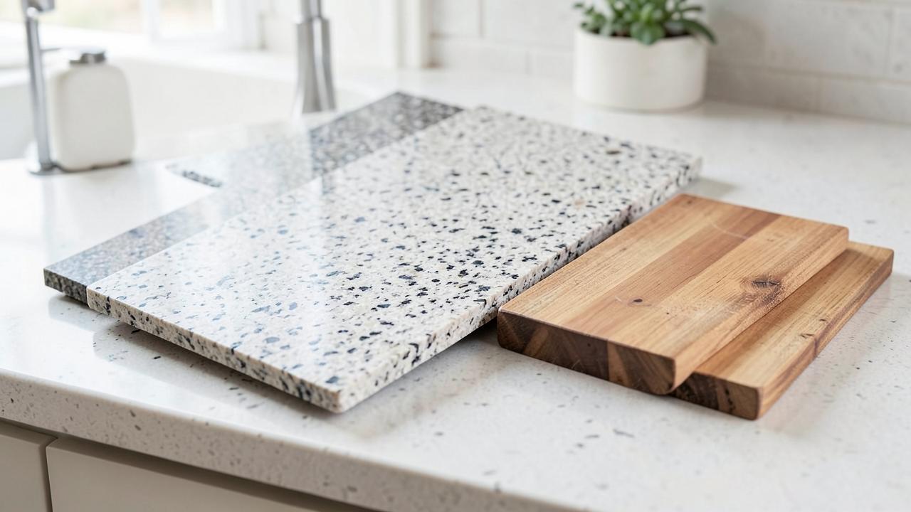 Editorial photograph illustrating how to choose a kitchen countertop material