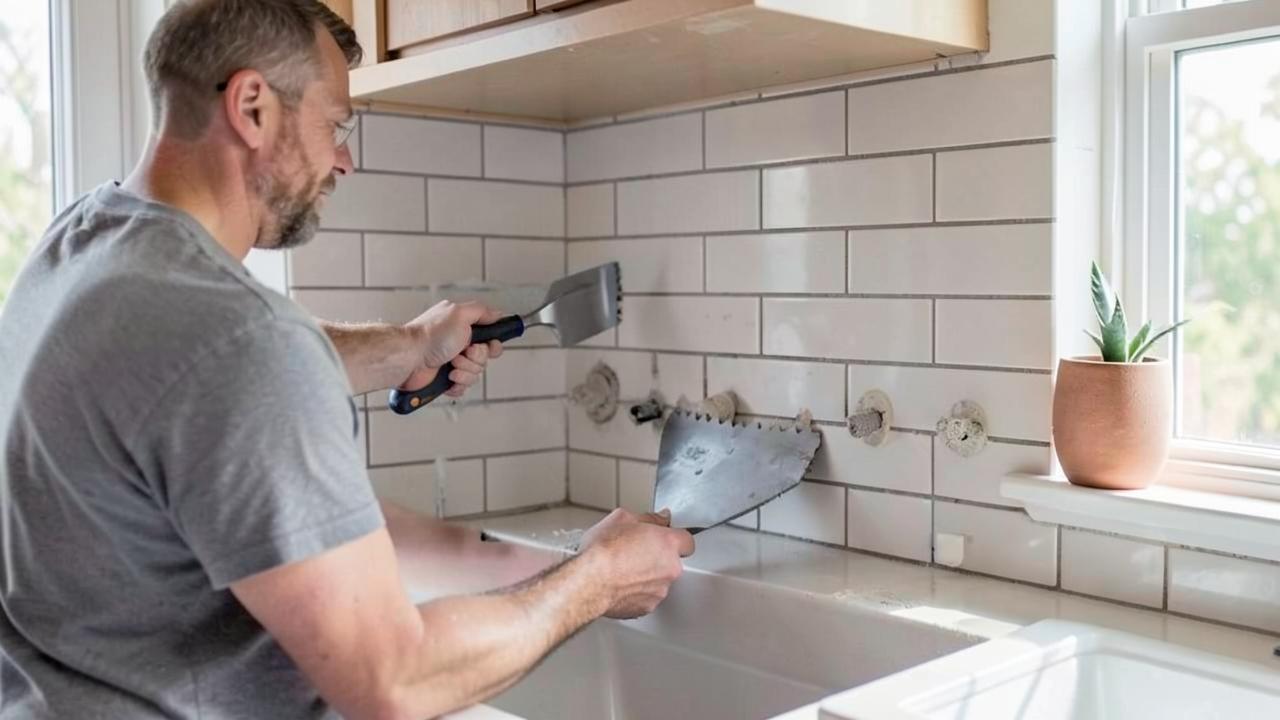Editorial photograph illustrating how to install a tile backsplash in a kitchen