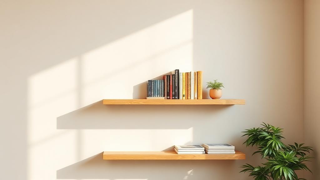 Editorial photograph illustrating installing floating shelves