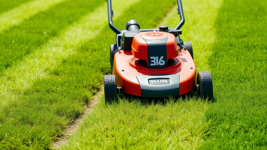 Editorial photograph illustrating lawn mowing height and frequency