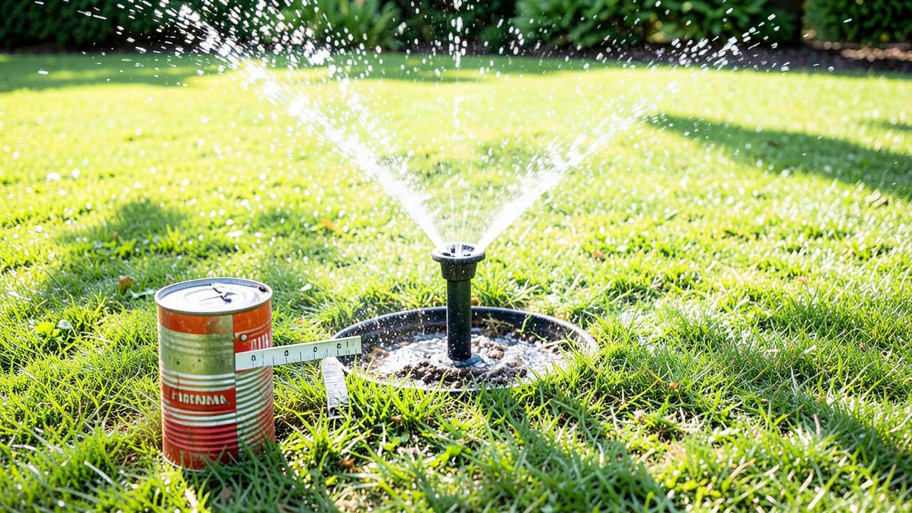 Editorial photograph illustrating lawn watering depth and frequency