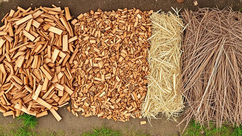 Editorial photograph illustrating mulch types compared