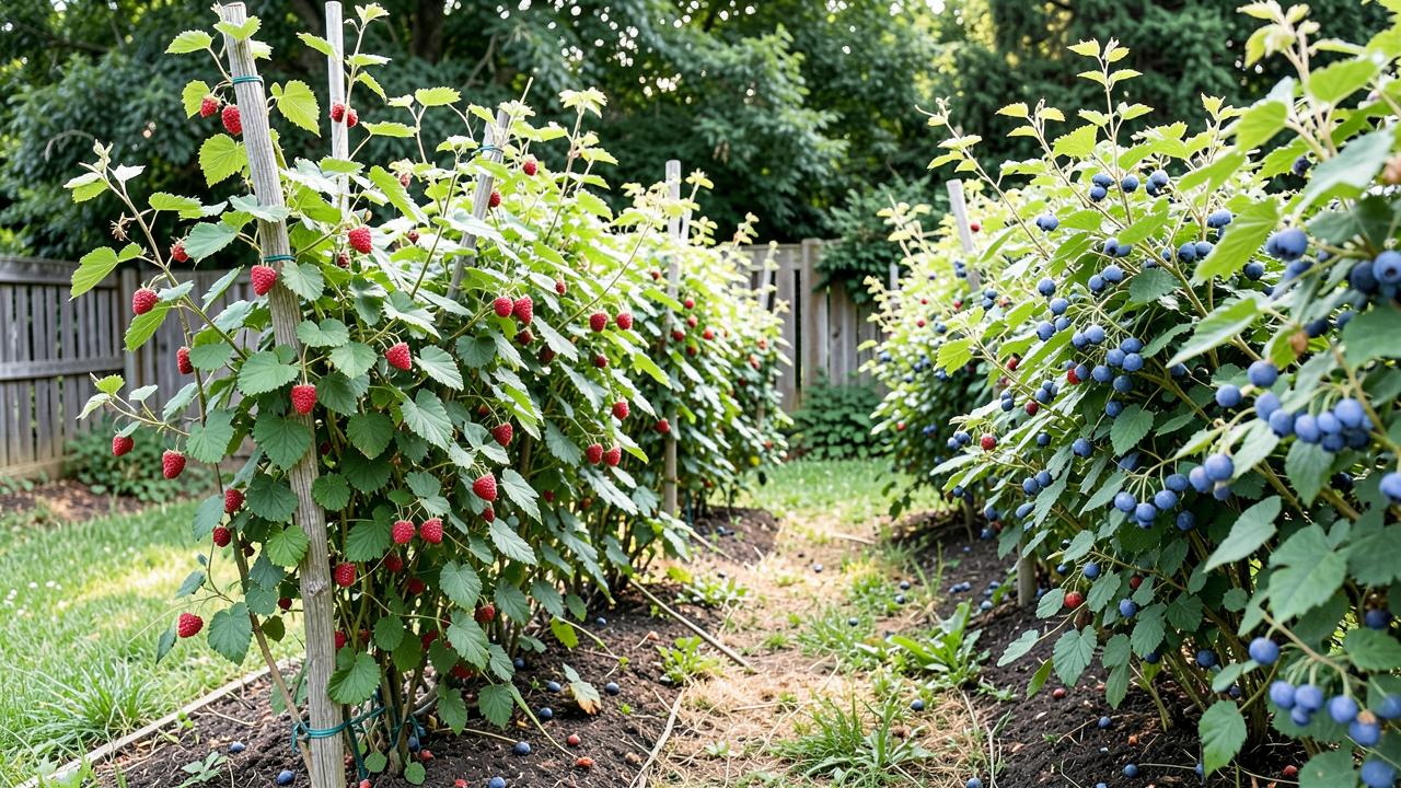 Editorial photograph illustrating planning a backyard berry patch