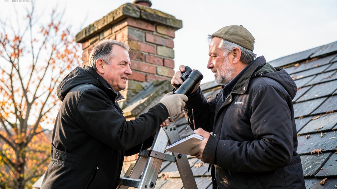 Editorial photograph illustrating pre winter roof and chimney checks that catch real problems