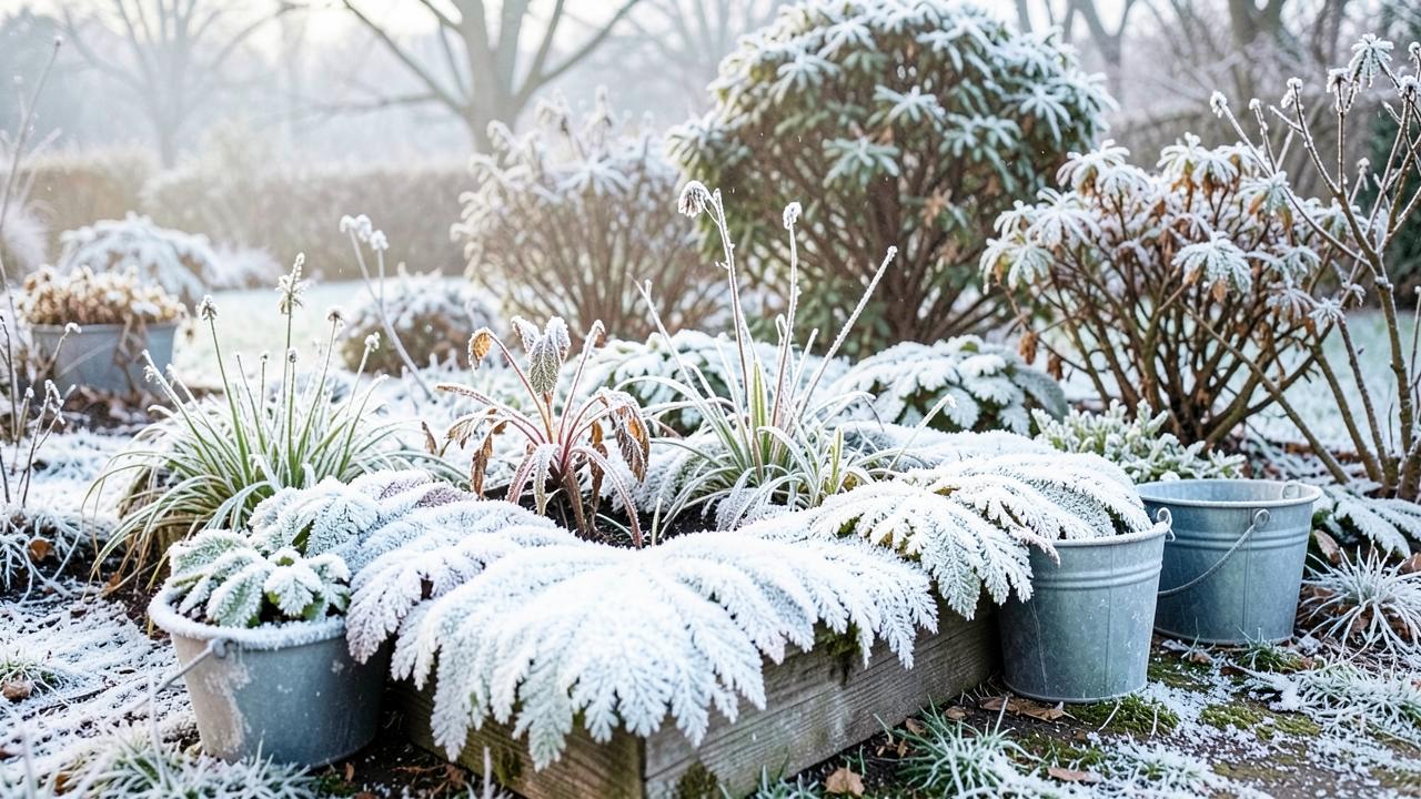 Editorial photograph illustrating protecting plants from a surprise frost