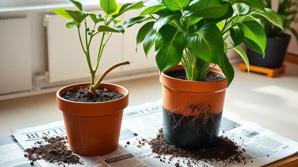 Editorial photograph illustrating repotting houseplants guide