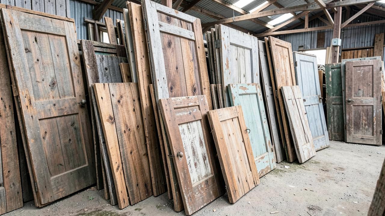 Editorial photograph illustrating salvaged and reclaimed materials for renovation