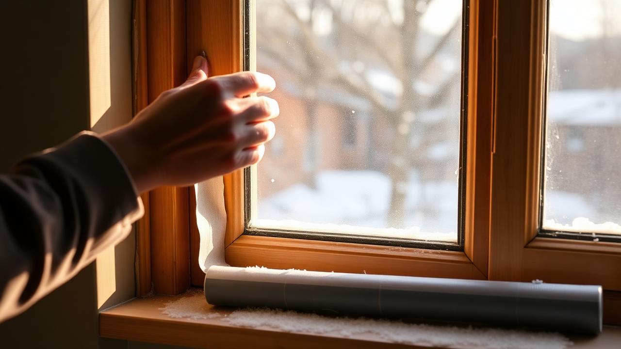 Weatherstripping being applied around a window frame