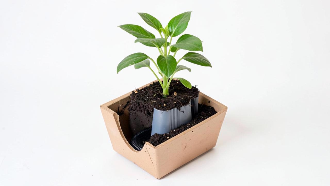 Editorial photograph illustrating self watering containers explained