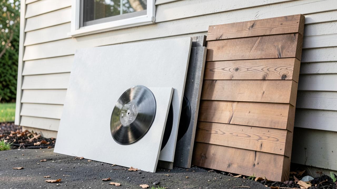 Editorial photograph illustrating siding options compared
