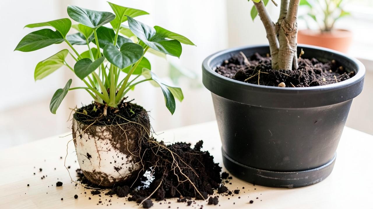 Editorial photograph illustrating when and how to repot a houseplant