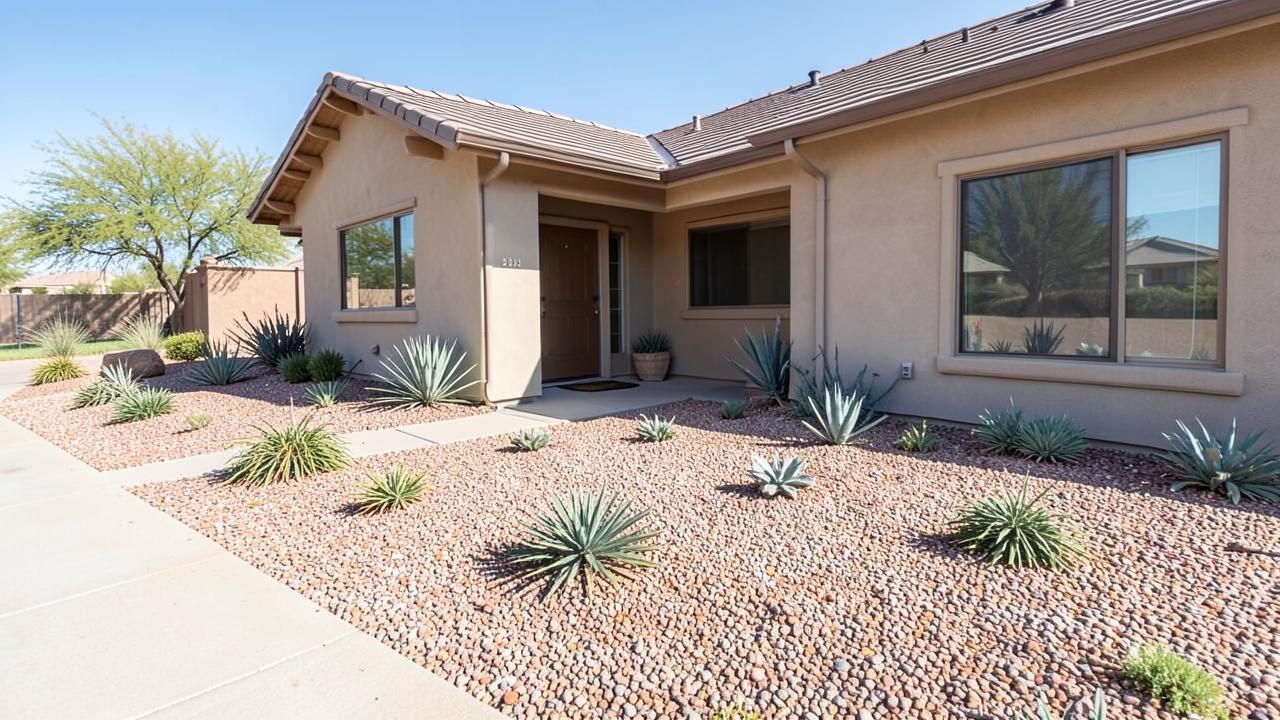 Editorial photograph illustrating wildfire resistant landscaping that still looks good