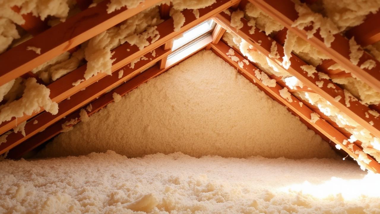 Thick insulation laid between attic joists
