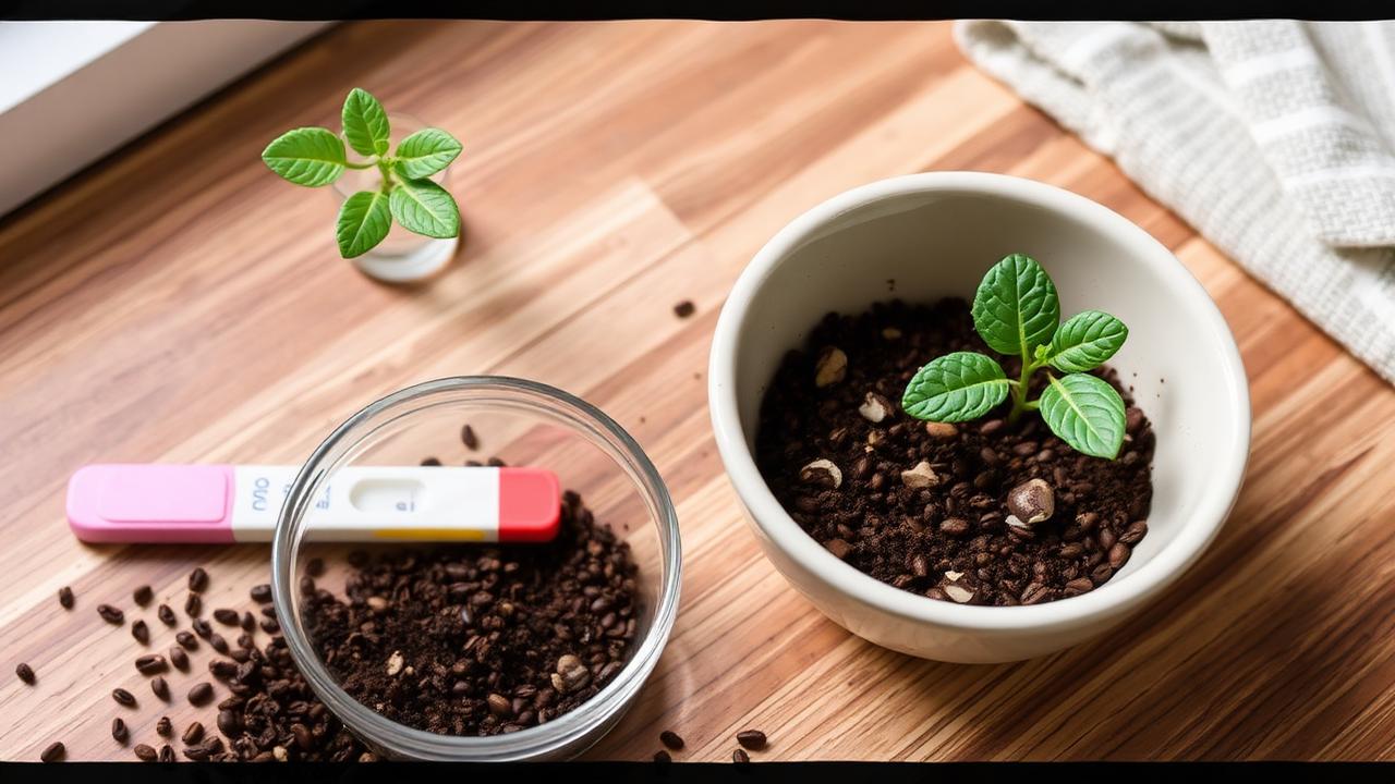 Used coffee grounds being added to a compost bin