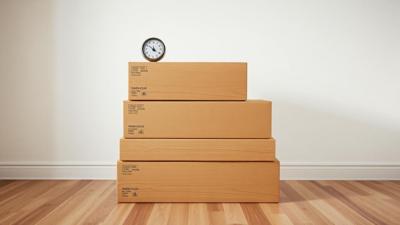 Boxes of flooring stacked in a room to acclimatise