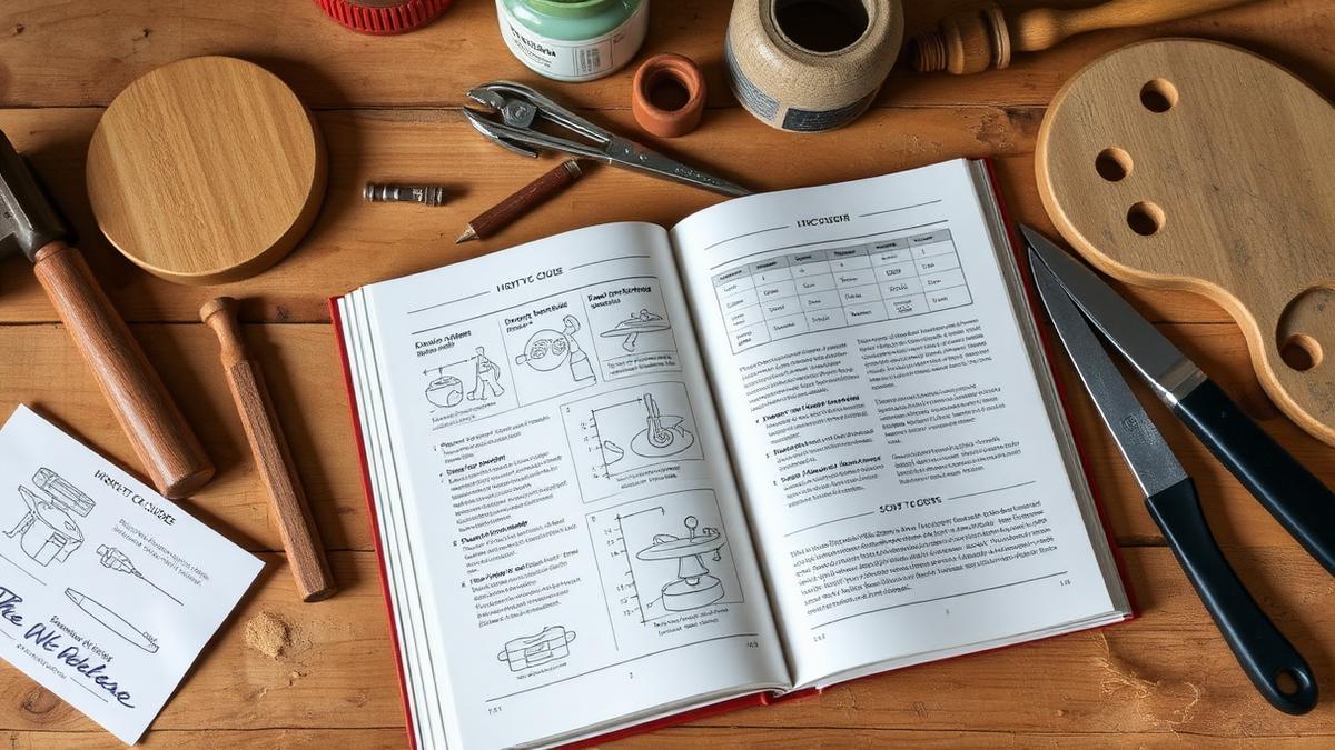 Notebook, tools and gardening gloves laid out as a step-by-step guide